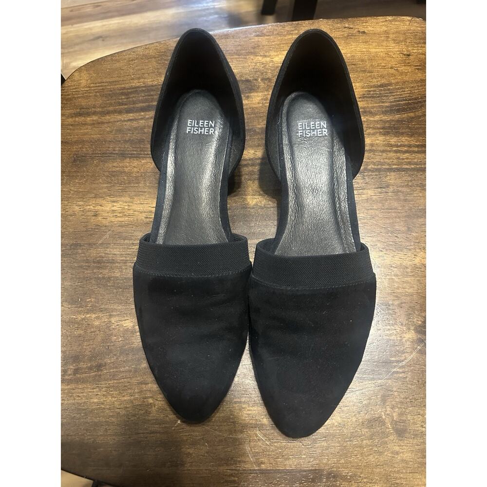 Eileen Fisher Hilly D'Orsay Heels Size 10 Black Suede Point Toe Block Heel
